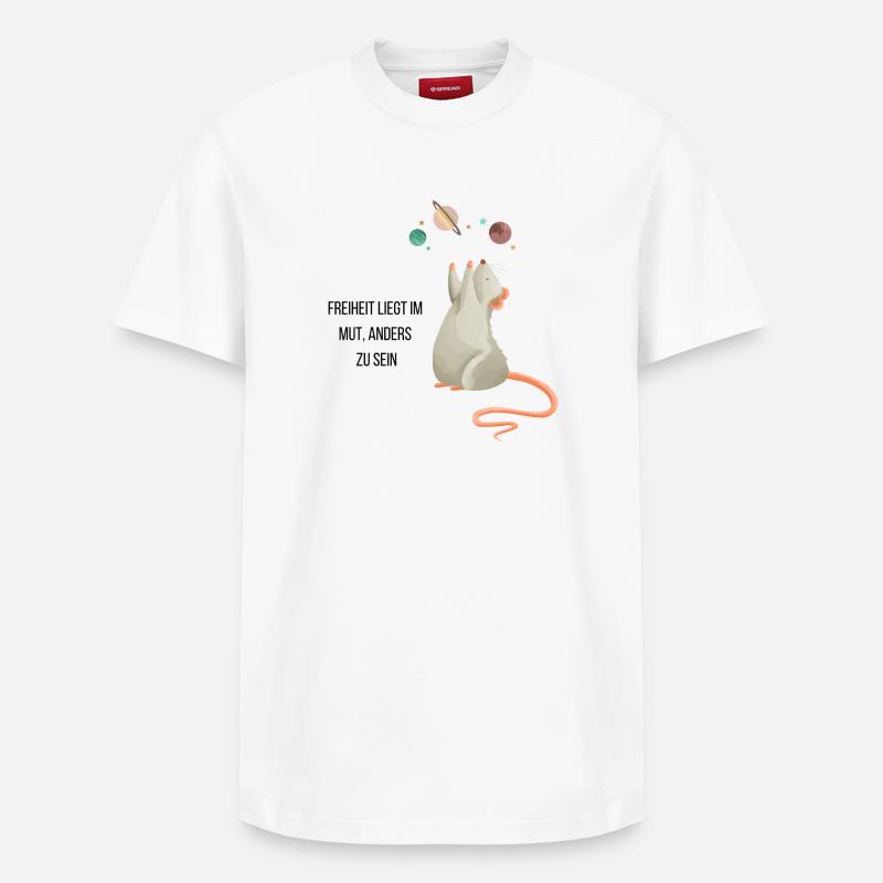 Souris de l’espace - T-shirt unisexe décontracté en coton Supima – de SPREAD - blanc