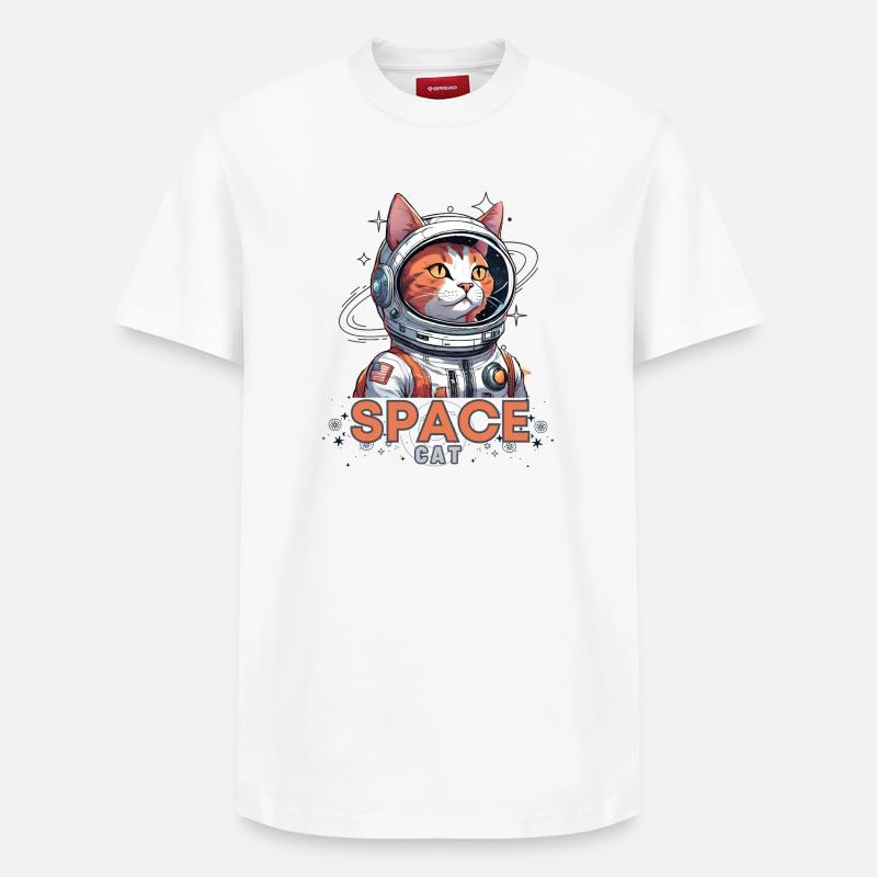 Astronaute Chat de l’Espace - T-shirt unisexe décontracté en coton Supima – de SPREAD - blanc