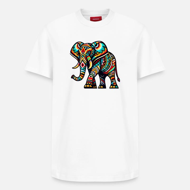 Éléphant - T-shirt unisexe décontracté en coton Supima – de SPREAD - blanc