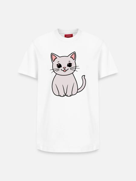 gray kitten - Relaxed Unisex Supima Cotton T-Shirt – by SPREAD - white