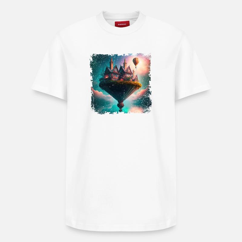 Fantasy schwebendes Dorf - Relaxed Unisex Supima Cotton T-Shirt – von SPREAD - Weiß