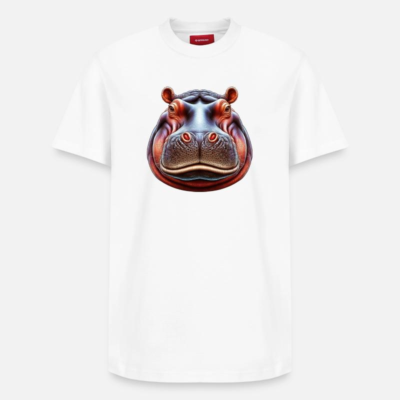Hippopotame - T-shirt unisexe décontracté en coton Supima – de SPREAD - blanc
