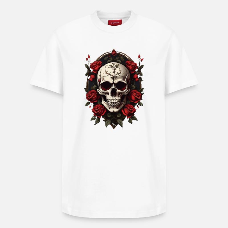 Crâne gothique avec chapelet - T-shirt unisexe décontracté en coton Supima – de SPREAD - blanc