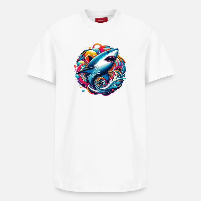 Requin - T-shirt unisexe décontracté en coton Supima – de SPREAD - blanc