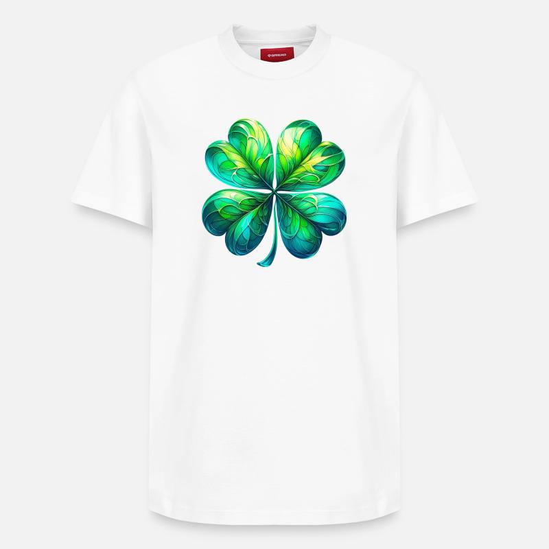 Trèfle à quatre feuilles - T-shirt unisexe décontracté en coton Supima – de SPREAD - blanc