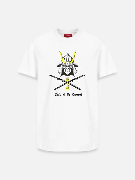 Samuraihelm Kabuto 4 - Relaxed Unisex Supima Cotton T-Shirt – von SPREAD - Weiß