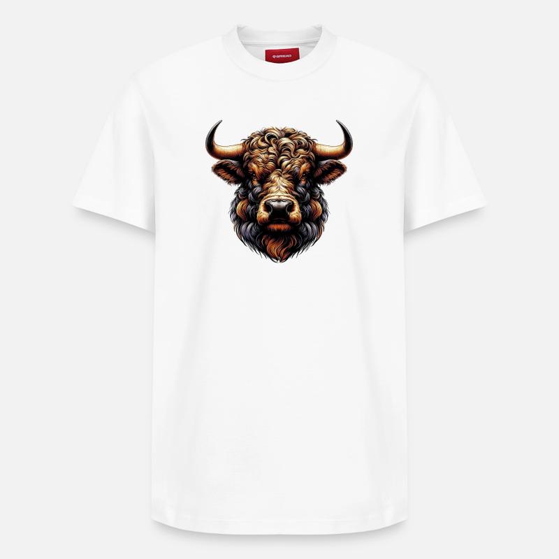 Stier - Relaxed Unisex Supima Cotton T-Shirt – von SPREAD - Weiß