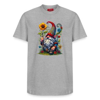 Gnome Goblin Elf - Relaxed Unisex Supima Cotton T-Shirt – by SPREAD - white - Front - AI Model Female 172 dark (172cm) & AI Model Male 185 dark (185cm)