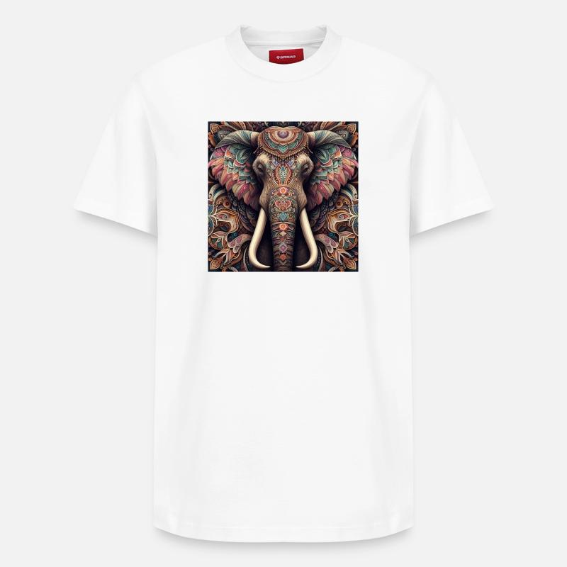 Geschmückter Elefant - Relaxed Unisex Supima Cotton T-Shirt – von SPREAD - Weiß