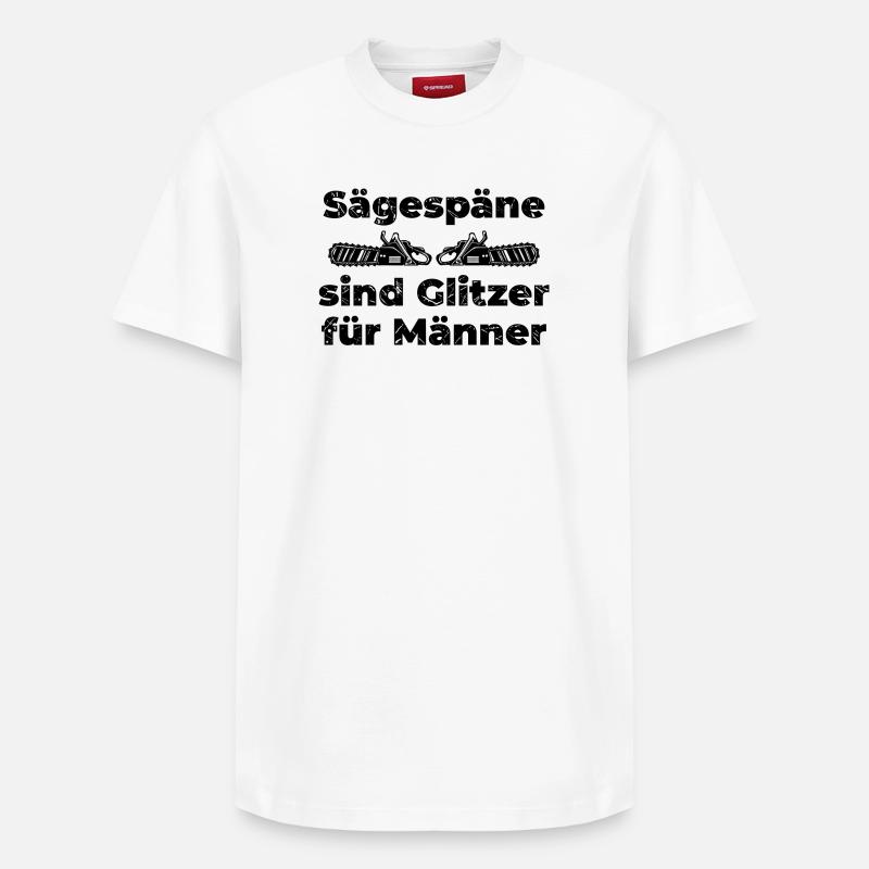 Scie bûcheron sciure déclaration boiseries - T-shirt unisexe décontracté en coton Supima – de SPREAD - blanc