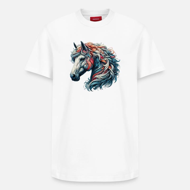 Cheval - T-shirt unisexe décontracté en coton Supima – de SPREAD - blanc