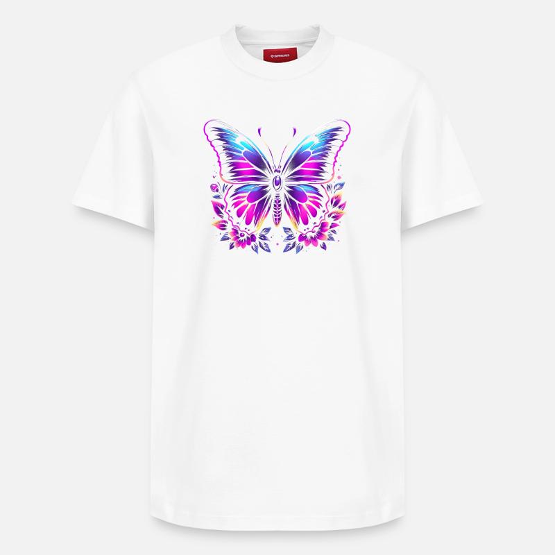 Papillon et fleurs - T-shirt unisexe décontracté en coton Supima – de SPREAD - blanc