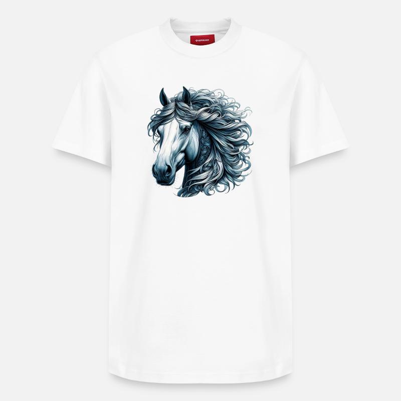 Cheval - T-shirt unisexe décontracté en coton Supima – de SPREAD - blanc