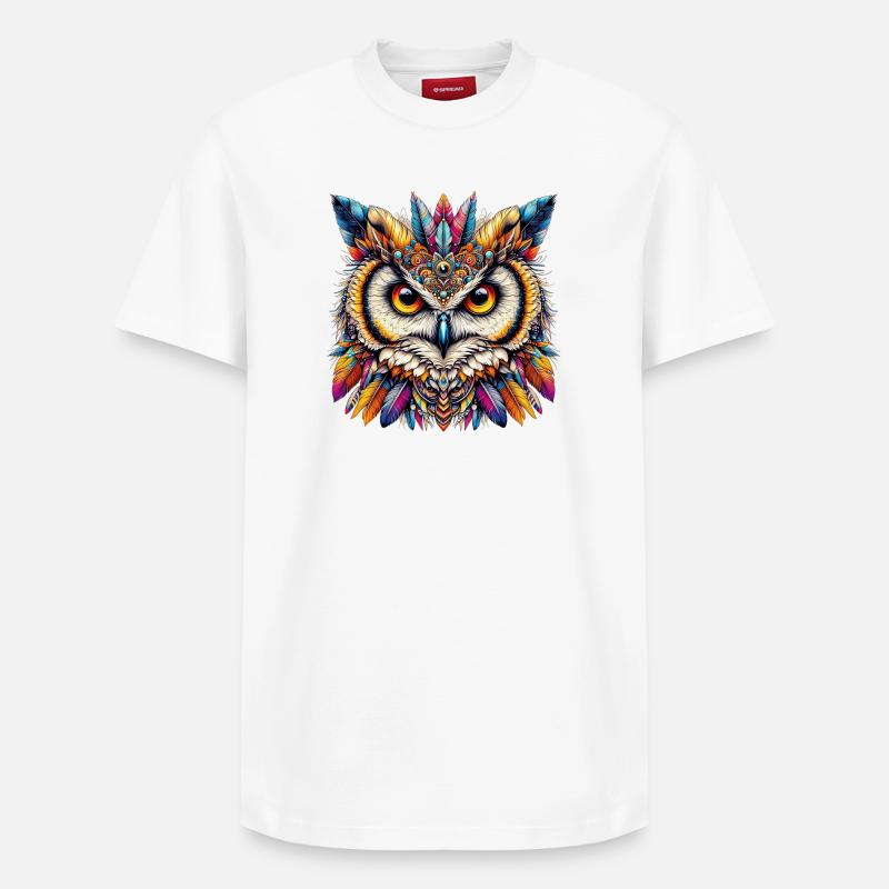 Eule - Relaxed Unisex Supima Cotton T-Shirt – von SPREAD - Weiß
