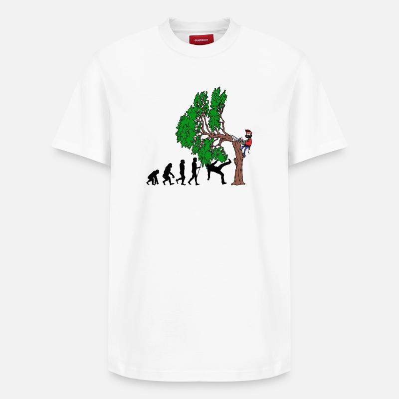 Baum Evolution Holz Holzfäller Baumfäller Wald - Relaxed Unisex Supima Cotton T-Shirt – von SPREAD - Weiß