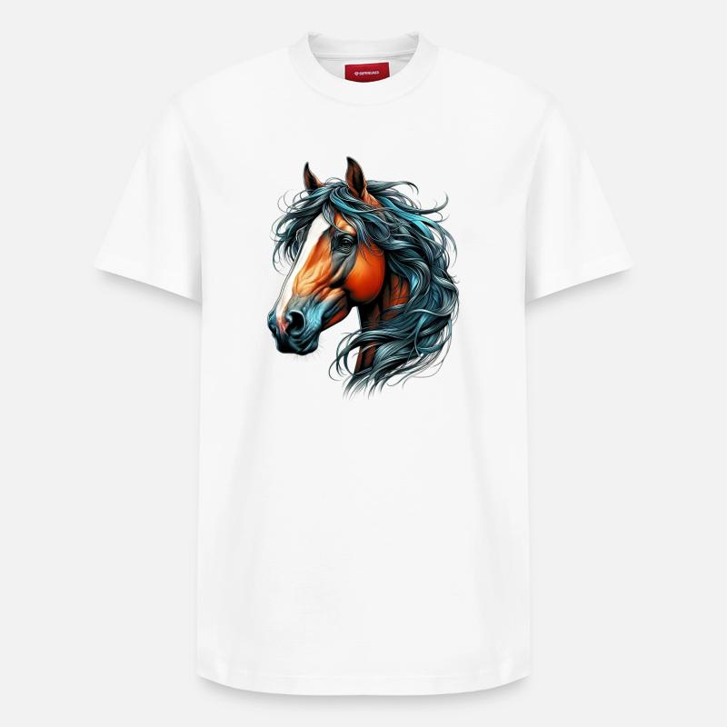 Cheval - T-shirt unisexe décontracté en coton Supima – de SPREAD - blanc