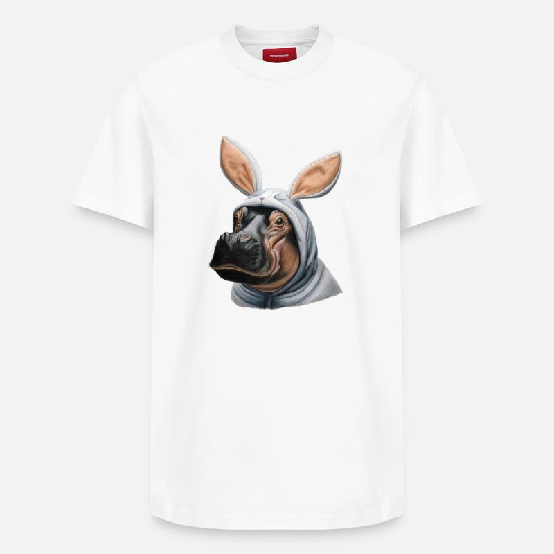 Nilpferd Bunny weiß - Relaxed Unisex Supima Cotton T-Shirt – von SPREAD - Weiß