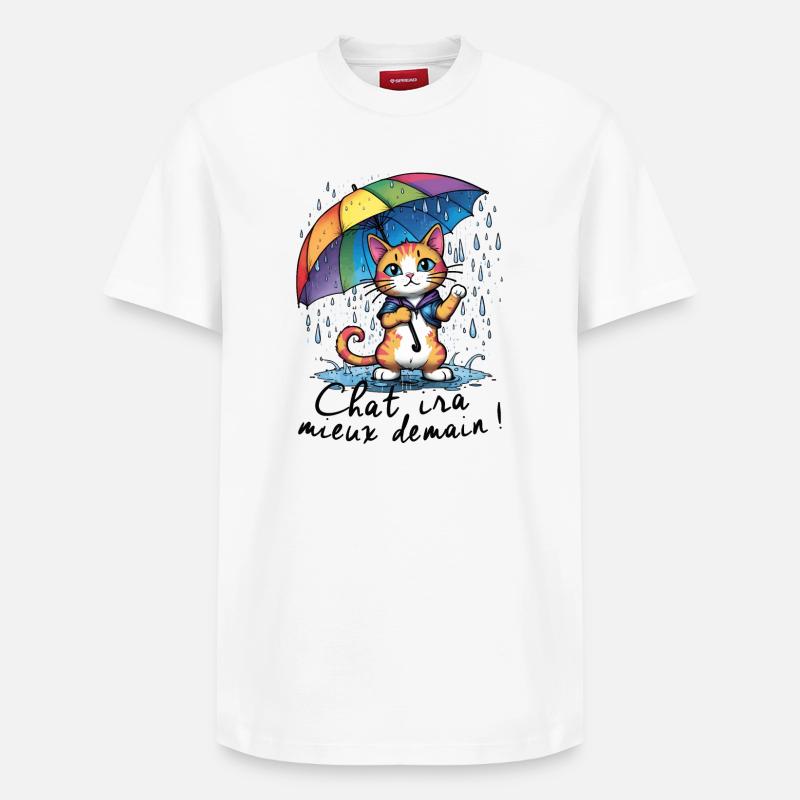 Chat ira mieux demain - T-shirt unisexe décontracté en coton Supima – de SPREAD - blanc