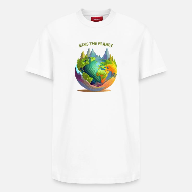 Sauvez la planète - T-shirt unisexe décontracté en coton Supima – de SPREAD - blanc