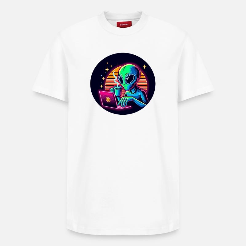 Extraterrestre au travail - T-shirt unisexe décontracté en coton Supima – de SPREAD - blanc