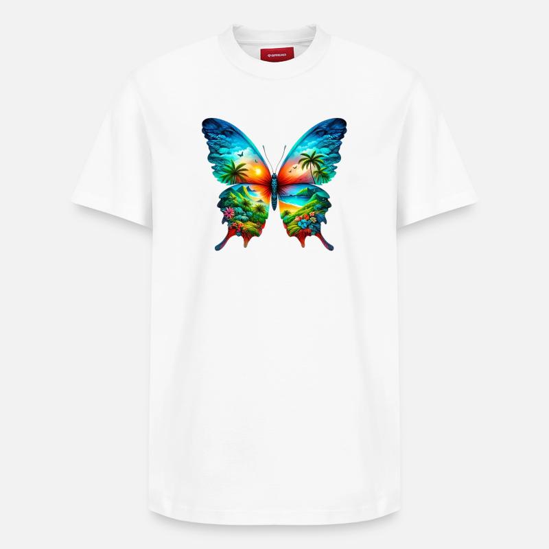 Papillon - T-shirt unisexe décontracté en coton Supima – de SPREAD - blanc