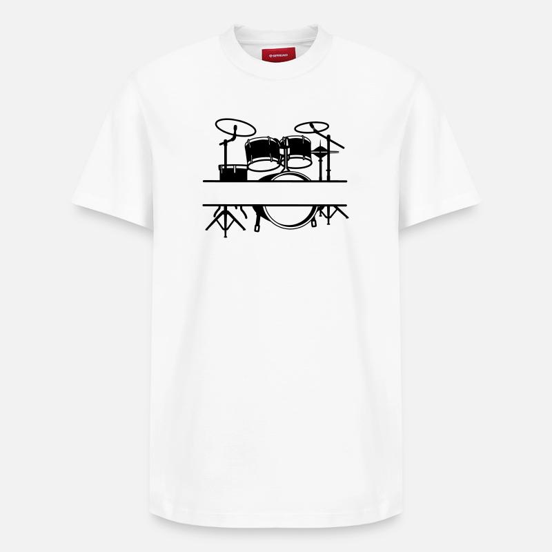 Drum Kit Nom Bannière Logo - T-shirt unisexe décontracté en coton Supima – de SPREAD - blanc