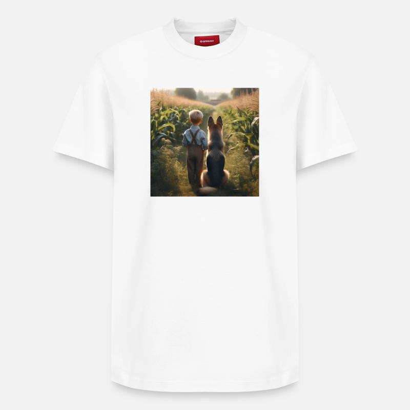 Deutscher Schäferhund Kunst - Relaxed Unisex Supima Cotton T-Shirt – von SPREAD - Weiß