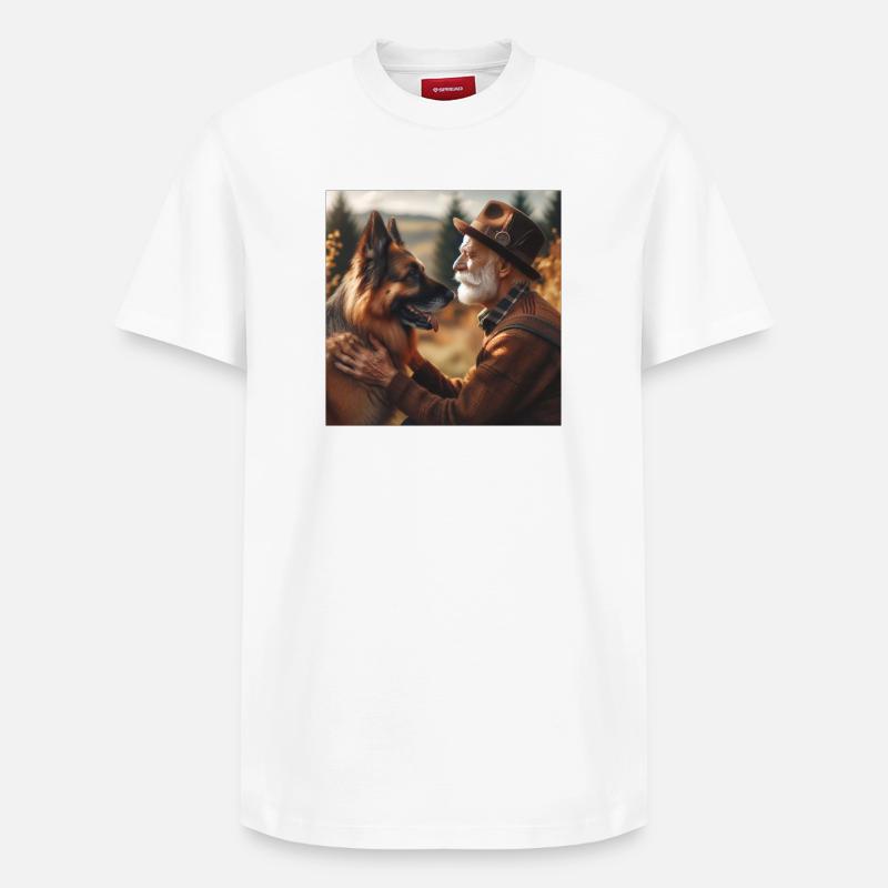 Deutscher Schäferhund Kunst - Relaxed Unisex Supima Cotton T-Shirt – von SPREAD - Weiß