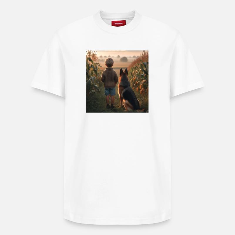 Deutscher Schäferhund Kunst - Relaxed Unisex Supima Cotton T-Shirt – von SPREAD - Weiß