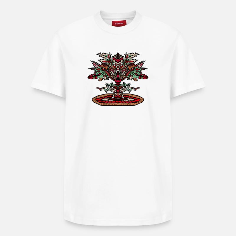 Totem Dragon Mandala Psychédélique - T-shirt unisexe décontracté en coton Supima – de SPREAD - blanc
