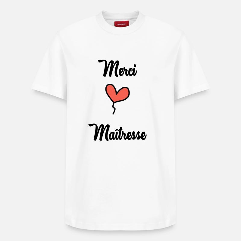 MAÎTRESSE. MERCI. MERCI MAÎTRESSE - T-shirt unisexe décontracté en coton Supima – de SPREAD - blanc