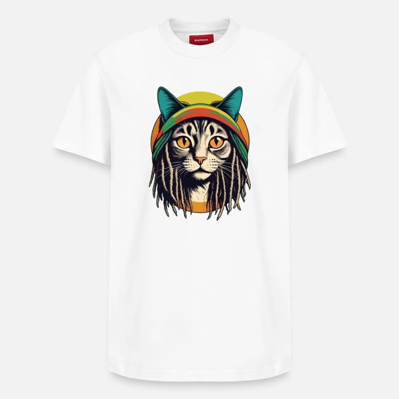 Coole Rasta-Katze - Relaxed Unisex Supima Cotton T-Shirt – von SPREAD - Weiß