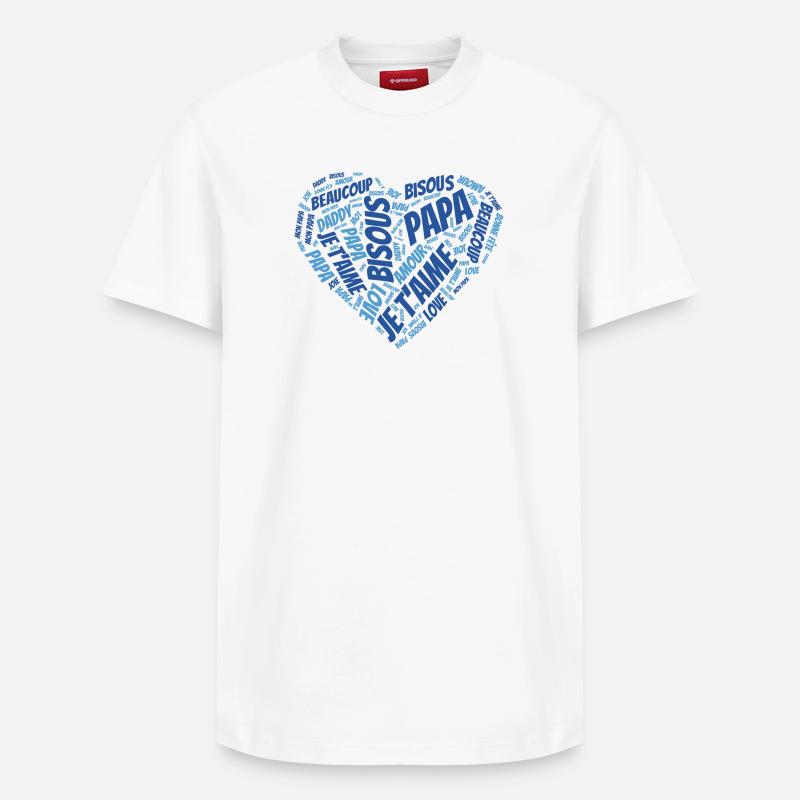 Message cœur je t'aime Papa - T-shirt unisexe décontracté en coton Supima – de SPREAD - blanc