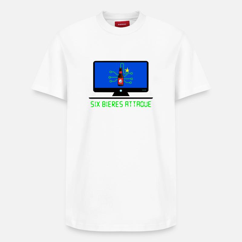 Six bières attaque - T-shirt unisexe décontracté en coton Supima – de SPREAD - blanc