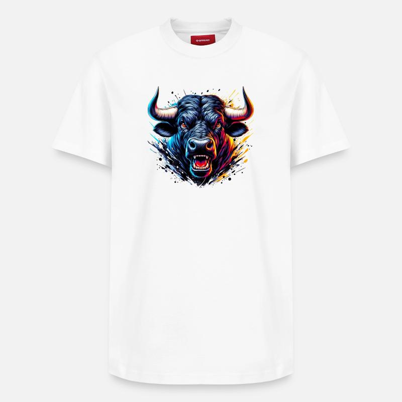 Stier - Relaxed Unisex Supima Cotton T-Shirt – von SPREAD - Weiß
