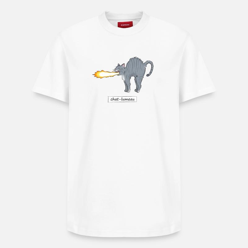 Chat-lumeau - T-shirt unisexe décontracté en coton Supima – de SPREAD - blanc
