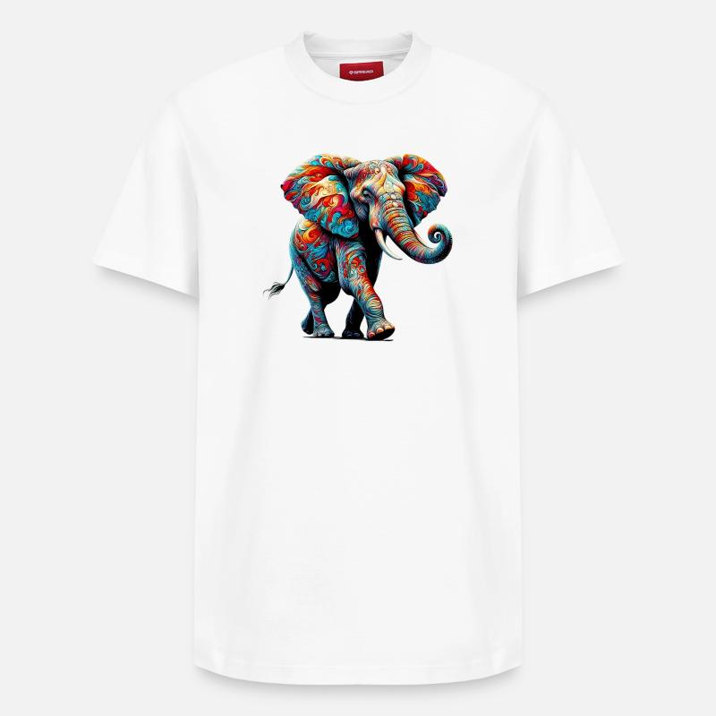 Éléphant - T-shirt unisexe décontracté en coton Supima – de SPREAD - blanc