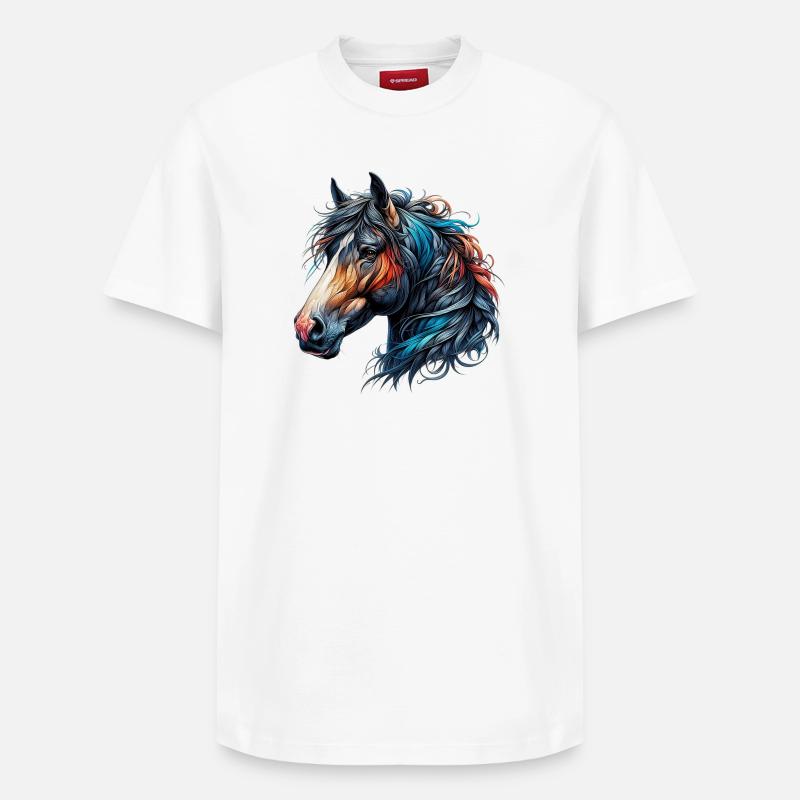 Cheval - T-shirt unisexe décontracté en coton Supima – de SPREAD - blanc
