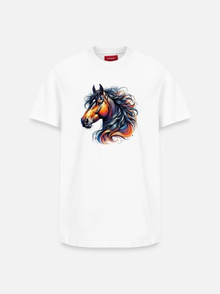 Cheval - T-shirt unisexe décontracté en coton Supima – de SPREAD - blanc