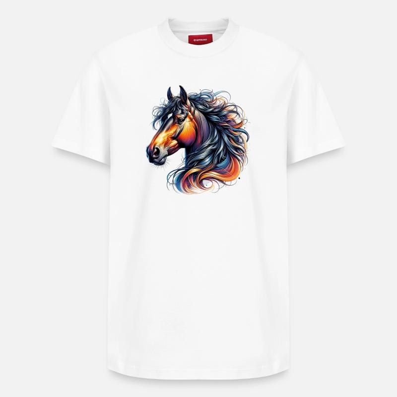 Pferd - Relaxed Unisex Supima Cotton T-Shirt – von SPREAD - Weiß