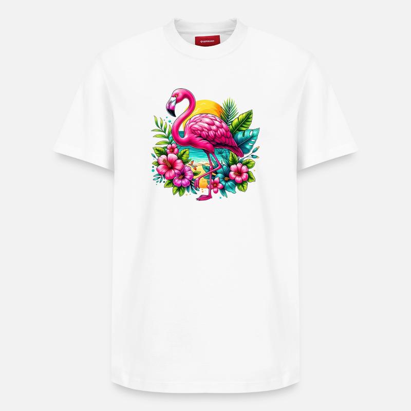Flamant - T-shirt unisexe décontracté en coton Supima – de SPREAD - blanc