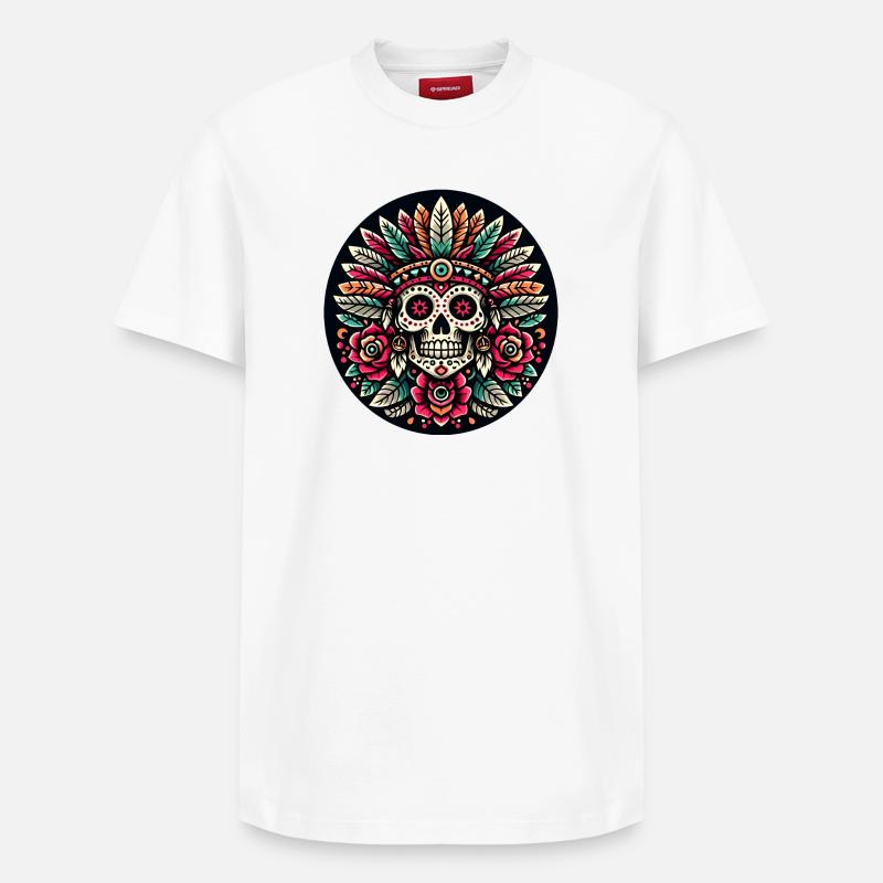 Crâne maya 2 - T-shirt unisexe décontracté en coton Supima – de SPREAD - blanc