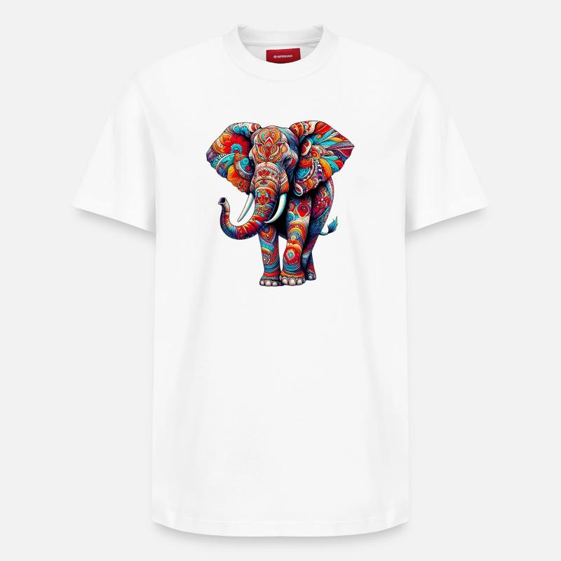 Éléphant - T-shirt unisexe décontracté en coton Supima – de SPREAD - blanc