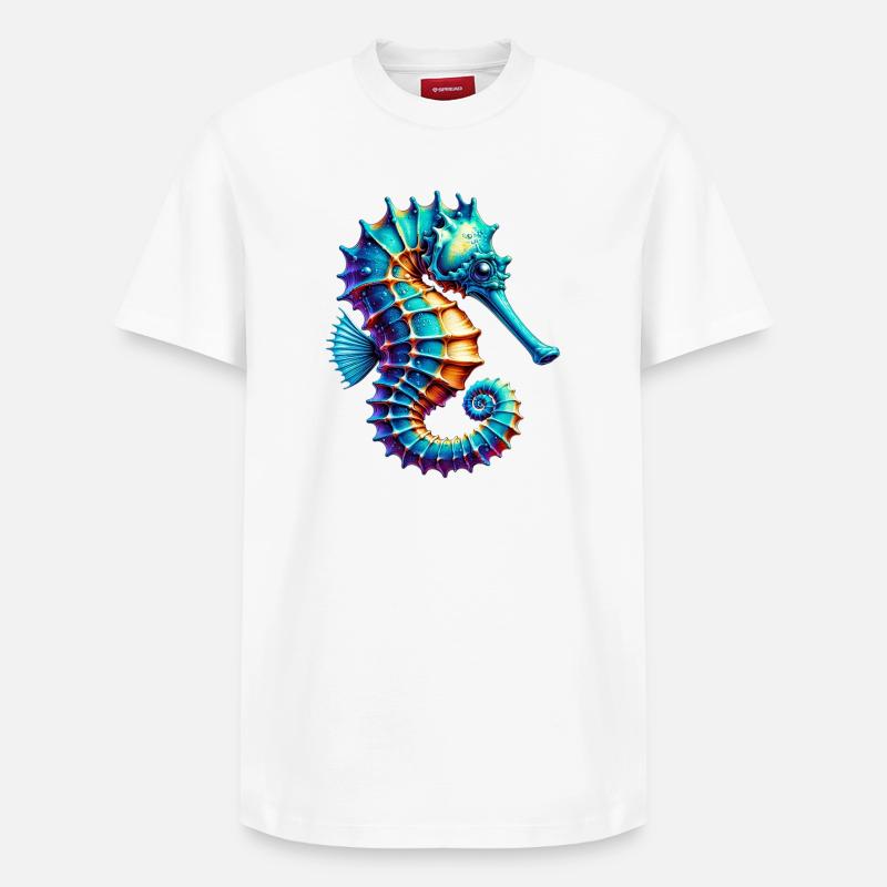 Hippocampe - T-shirt unisexe décontracté en coton Supima – de SPREAD - blanc