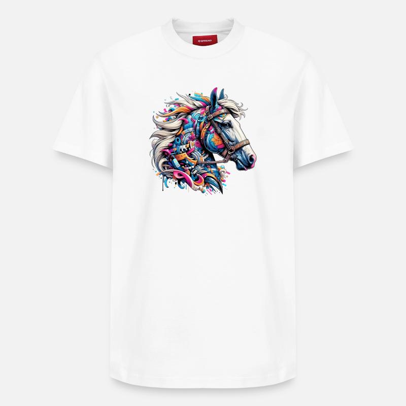 Cheval - T-shirt unisexe décontracté en coton Supima – de SPREAD - blanc