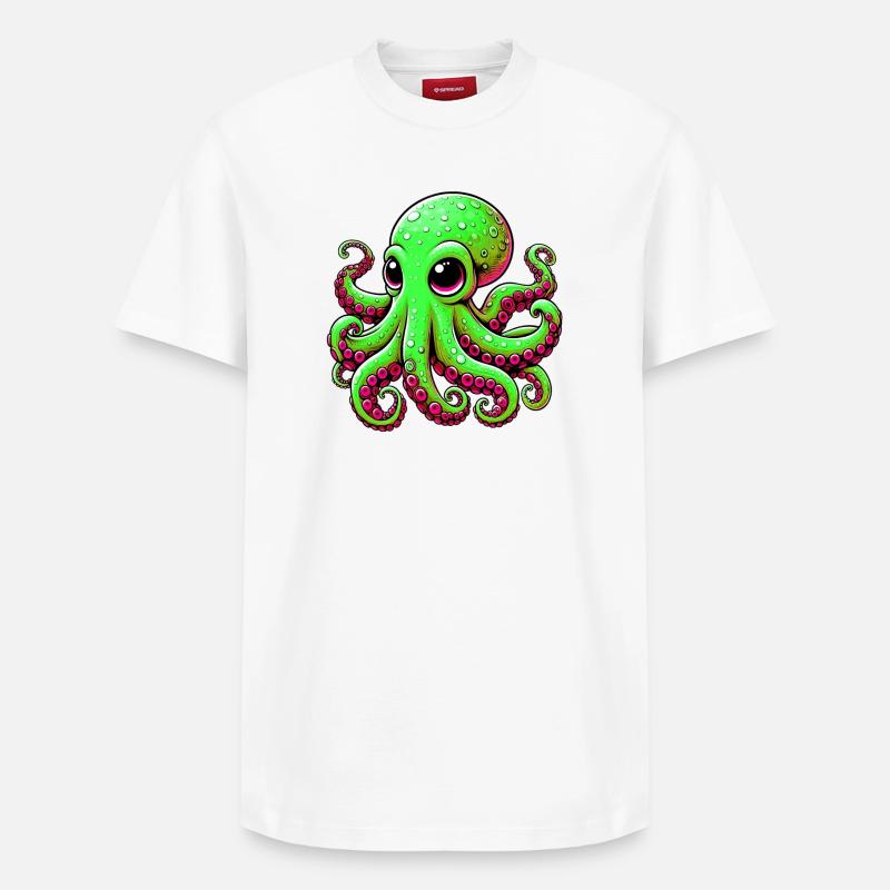 Pieuvre - T-shirt unisexe décontracté en coton Supima – de SPREAD - blanc