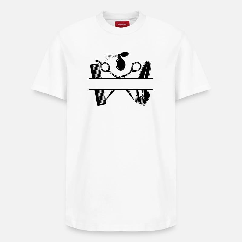 Friseur-Attribut-Text-Banner - Relaxed Unisex Supima Cotton T-Shirt – von SPREAD - Weiß