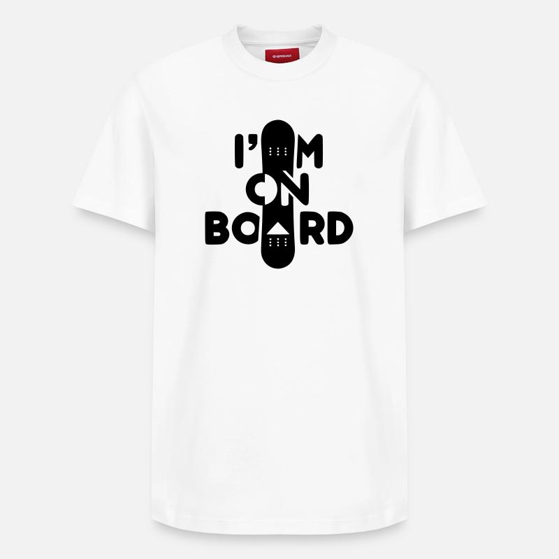 Ich bin an Bord -Snowboard - Relaxed Unisex Supima Cotton T-Shirt – von SPREAD - Weiß