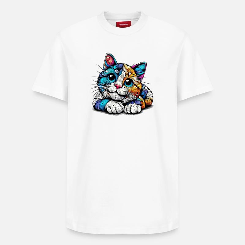 Chat - T-shirt unisexe décontracté en coton Supima – de SPREAD - blanc