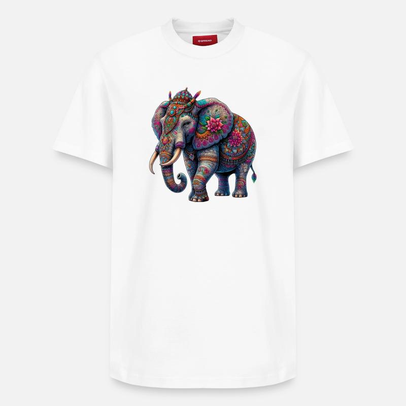 Éléphant - T-shirt unisexe décontracté en coton Supima – de SPREAD - blanc